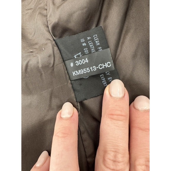 Kenneth Cole Leather Jacket Women’s Size Large Blazer Notched Moto Brown Button‍ - Picture 8 of 11